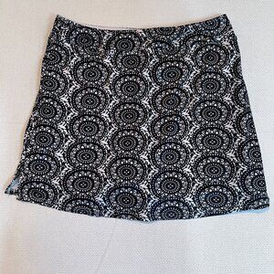 Women's Black & White Mandala Print Skort Size Large‎ – Activewear Stretch Lined